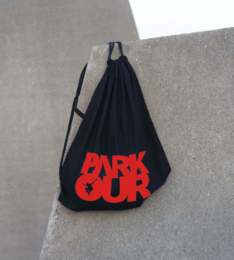Parkourbag, svart med rød PARKOUR - Parkourshoppen