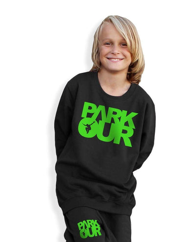 Parkourshoppen Bluser Sweatshirt m/ Parkour box, sort/grøn