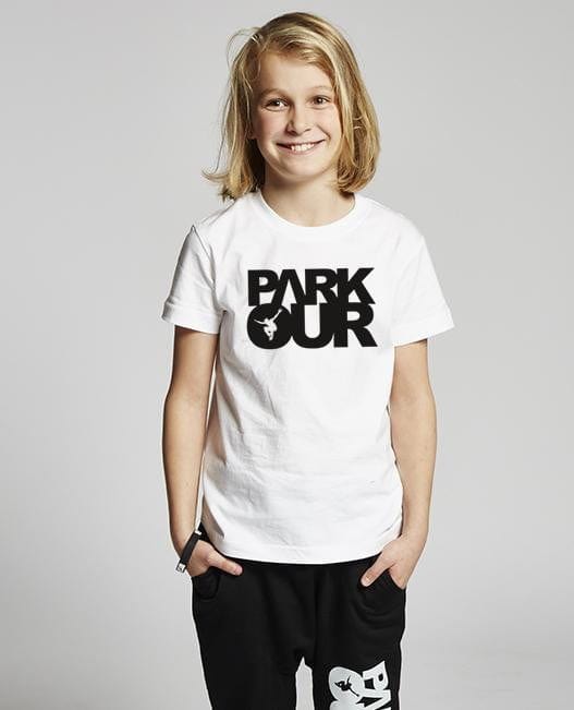 T-shirt m/ Parkour box, hvid/sort T-Shirt Parkourshoppen