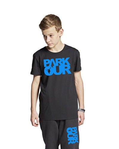 T-shirt m/ Parkour box, sort/blå T-Shirt Parkourshoppen