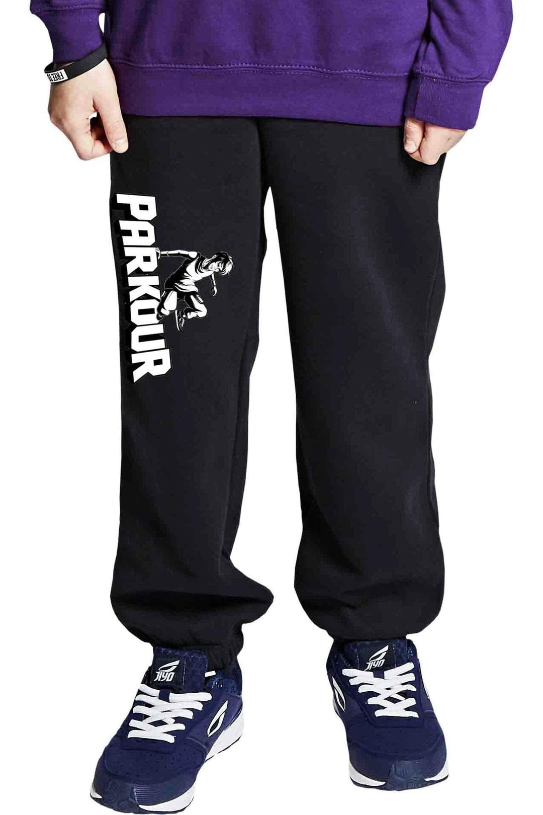"Traceur" parkourbukser, sort/hvid Bukser Parkourshoppen